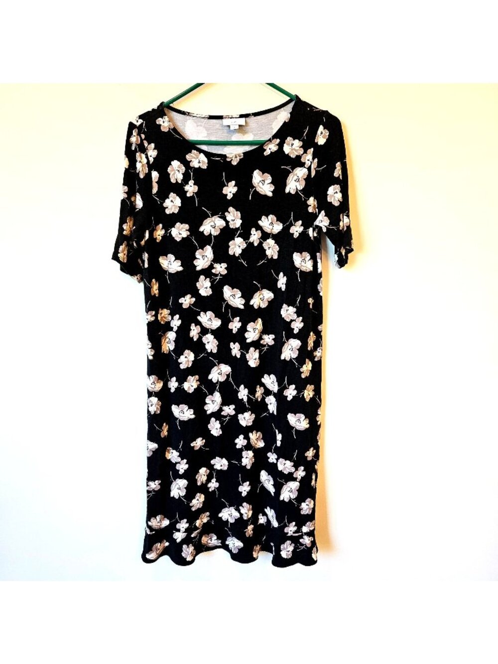 J Jill Womens Short Sleeve Button Back Floral Midi Dress Sizes S Black Dainty